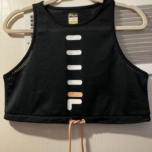Black netted fila crop top